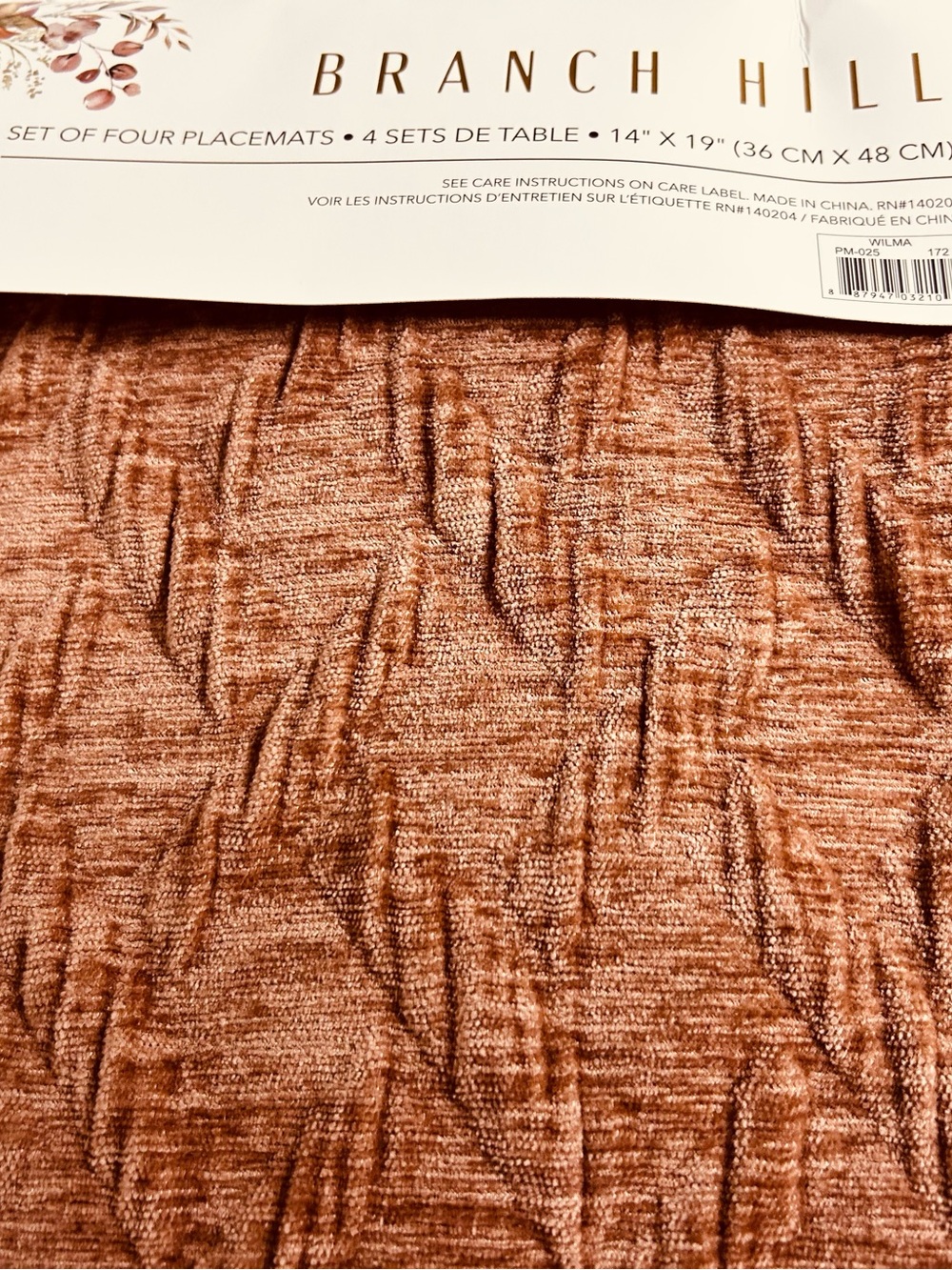 Branch Hill Copper Textured Placemat Set of 4  textured rust fabric NWT - Picture 8 of 10